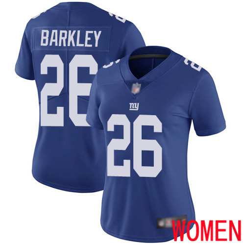 Women New York Giants #26 Saquon Barkley Royal Blue Team Color Vapor Untouchable Limited Player Football NFL Jersey